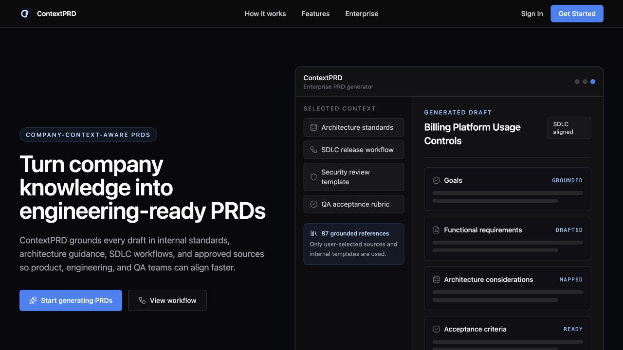 ContextPRD homepage preview